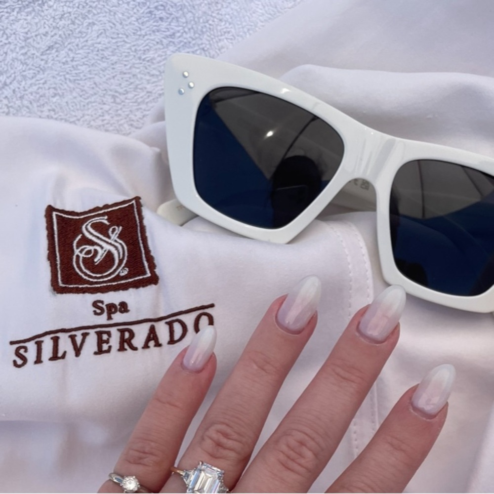 CELINE
Acetate Butterfly Sunglasses / ivory